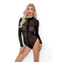 Боди Noir Handmade F287 Leopard flock bodysuit with long sleeves Black, XXL