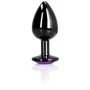 Металлическая анальная пробка Ouch! Heart Gem Gunmetal - Amethyst Purple, S