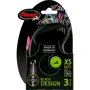 Поводок-рулетка Flexi Black Design ХS до 8 кг 3 м рожевий (4000498033210): Тип шнура трос