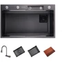 Кухонная мойка Lefton Single Bowl Workstation Kitchen Sink Set with Waterfall Faucet-KS2203: Габариты чаши (ШxГxВ), см 70.5x36x22