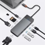 Адаптер WIWU Adapter Linker A921HV 9in1 USB-C to USB-C+USB2.0+2xUSB3.0+SD/MicroSD+VGA+HDMI+PD Grey фото 4