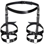 Кожаные гартеры Art of Sex - Melani Leather garters, черные L-2XL