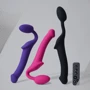 Безремневой страпон с вибрацией Strap-On-Me Vibrating Fuchsia M, регулируемый, пульт ДУ