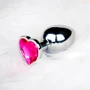Металлическая анальная пробка Ouch! Heart Gem Silver - Rubellite Pink, М