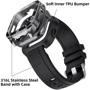 Аксесуар для Watch Rubber TPU Strap with Stainless Stell Case Black/Silver (FLS181108) для Apple Watch 44/45/49mm Ultra: Тип аксесуара ремешок
