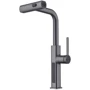Смеситель для кухни Lefton Waterfall & Pull-Out Kitchen Faucet with Temperature Display-KF2209 Grey