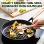 Сковорода GreenPan Eco Smartshape 28 см (CC006449-001): Дополнительно Рифленное дно, Ручка с отверстием для подвешивания, Ненагревающаяся ручка