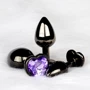 Металлическая анальная пробка Ouch! Heart Gem Gunmetal - Amethyst Purple, S