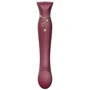 Смартвібратор 3в1 Zalo - Queen Wine Red, пульсуюча перлина та вакуум, кристал Swarovski