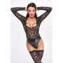 Боди Noir Handmade F296 Psyche bodysuit of lace and wetlook Black, 3XL