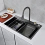 Кухонная мойка Lefton WaterFall A3 с аксессуарами серо-черный: Наличие крыла Нет