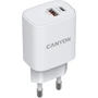 Зарядное устройство Canyon Wall Charger USB+USB-C H-20-04 20W White (CNE-CHA20W04): Кабель в комплекте отсутствует