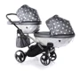 Универсальная коляска для двойни 2 в 1 Junama Glow Duo Slim 05, черный с золотым (J-G-DUOs-05): Ширина шасси 65 см