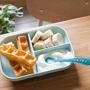Набір Beaba Babycook порційна тарілка + ложка блакитна (913455): Матеріал силикон