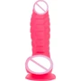 Ребристый фаллоимитатор на присоске ADDICTION - Tom 7″ Dildo With Balls - Pink + вибропуля