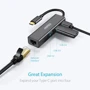 Адаптер Choetech Adapter 4-in-1 USB-C to 3xUSB3.0+RJ45 Black (HUB-U02-BK): Колір серый