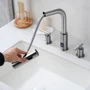 Смеситель для раковины Lefton Two-Handle Widespread Waterfall & Pull-Out Bathroom Faucet with Temperature Display-BFWS2401 Brushed Nickel: Вид смесителя Двухвентильный