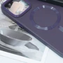 Чехол для iPhone TPU Case Bonbon Leather Metal Style with MagSafe Dark Purple for iPhone 15 Plus: Цвет фиолетовый