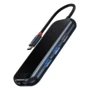 Адаптер Baseus Adapter AcmeJoy USB-C to 2xUSB3.0+USB2.0+RJ45+Type-C PD Dark Grey (WKJZ010113): Цвет серый