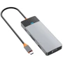 Адаптер WIWU Adapter Linker A921HV 9in1 USB-C to USB-C+USB2.0+2xUSB3.0+SD/MicroSD+VGA+HDMI+PD Grey: Додаткові роз'єми VGA, USB OTG, SD+TF Card, HDMI, USB-C