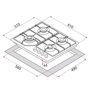 Варочная поверхность газовая Perfelli HGM 61624 WH: Расположение панели Фронтальное