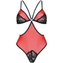 Полупрозрачное боди с кружевом Passion PEONIA BODY Red S/M