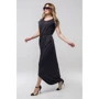 Платье FLFashion Asti ППА 2135 48-50 черное повседневное длинное макси: Фасон рукава Кимоно