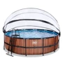Бассейн EXIT Toys круглый с куполом 488х122 см + тепловой насос + песочный фильтр, дерево (30.67.16.10)
