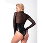 Боди Noir Handmade F321 Edge wetlook and mesh body with rings Black, 3XL