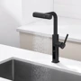 Смеситель для кухни Lefton Waterfall & Pull-Out Kitchen Faucet with Temperature Display-KF2209 Matt Black фото 9