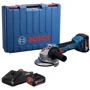 Акумуляторна безщіткова кутова шліфувальна машина Bosch GWS 18V-8 + 2 акумулятори GBA 18 В 4 Ач + професійний швидкозарядний пристрій GAL 18V-40 + кейс (06019N9020)