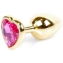 Анальная пробка с кристаллом BOSS of TOYS Boss Series - Jewellery Gold Heart PLUG Pink S, BS6400035