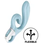 Вибратор-кролик Satisfyer Love Me Blue, гибкий, отросток с тройным кончиком