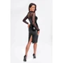 Платье Noir Handmade F310 Sublime wetlook and flocked mesh midi dress Вlack, 3XL