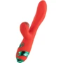 Вибратор-кролик с флоггером LOCKINK Sevanda Whip Vibrating Massage Wand - Red & Green