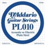 Струна для гітар Струна D`ADDARIO PL010 Plain Steel 010: Тип Струна