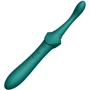 Вагинально-клиторальный вибратор Zalo - Bess Turquoise Green многофункциональный с насадками