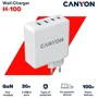 Зарядное устройство Canyon Wall Charger 2xUSB+2xUSB-C H-100 GaN 100W White (CND-CHA100W01): Тип сетевое