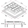 Варочная поверхность Perfelli HGM 61424 I: Размеры для встраивания 4.4х56х49 см