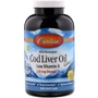 Carlson Labs Wild Norwegian, Cod Liver Oil Gems, Low Vitamin A, Natural Lemon Flavor, 300 Soft Gels (CAR-01393)