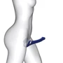 Безремневой вибрострапон с вакуумной стимуляцией Strap-On-Me Multi Orgasm - L - Blue