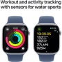 Apple Watch Series 10 42mm GPS + Cellular Silver Aluminium Case with Denim Sport Band - S/M (MWX33)