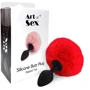 Силиконовая анальная пробка М Art of Sex - Silicone Butt plug Rabbit Tail, красный
