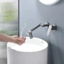 Смеситель настенный Lefton Single-Handle Wall Mount Bathroom Faucet with Temperature Display-BFWM2401 Grey: Длина излива, см 20