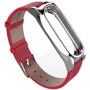 Кожаный ремешок MiJobs 2 Plus для Xiaomi Mi Band 2, Red/Silver