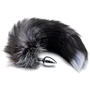 Металлическая анальная пробка Лисий хвост Alive Black And White Fox Tail L