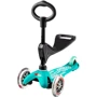 Самокат MICRO серии "Mini 3in1 Deluxe" – Аква голубой (до 50 kg, до 20 kg с сидением, 3-х колесный)