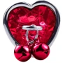 Анальная пробка с кристаллом и колокольчиком Silver Heart RED (размер M)