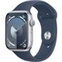 Apple Watch Series 9 45mm GPS Silver Aluminum Case with Storm Blue Sport Band - M/L (MR9E3): Размер 45mm