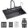 Кухонная мойка Lefton Adjustable Waterfall Faucet Kitchen Sink with Digital Temperature Display & LED Lighting-KS2207